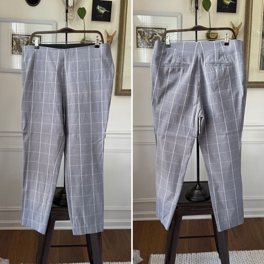 A New Day Glenn Plaid Grey Side Zip Taper Pants 14